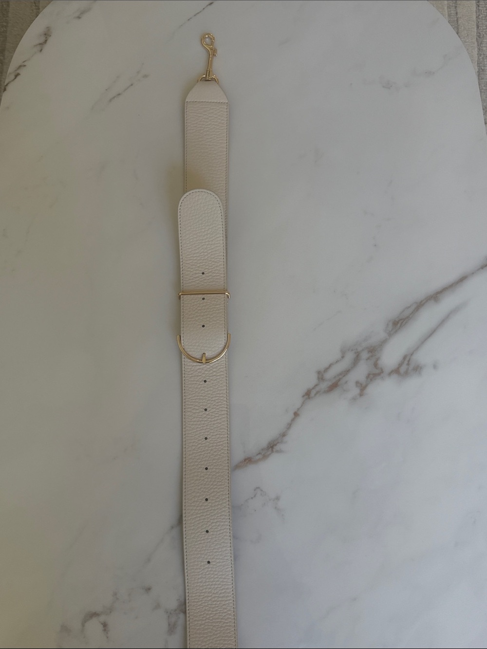 Cuyana Cream Leather Adjustable Shoulder Strap with Gold Hardware